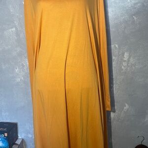 Zenana long-sleeve mustard yellow T-shirt dress with pockets sz 1x
